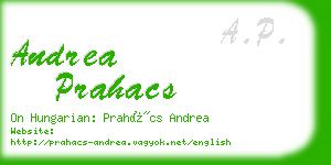 andrea prahacs business card